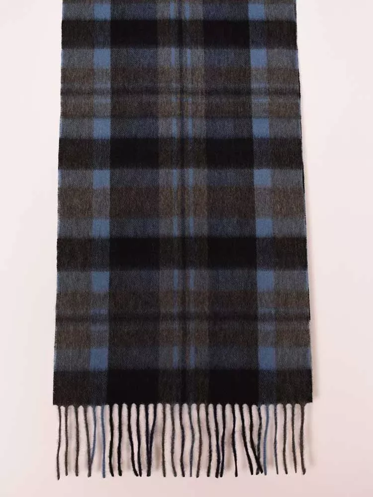 100% lambswool Navy Check Scarf