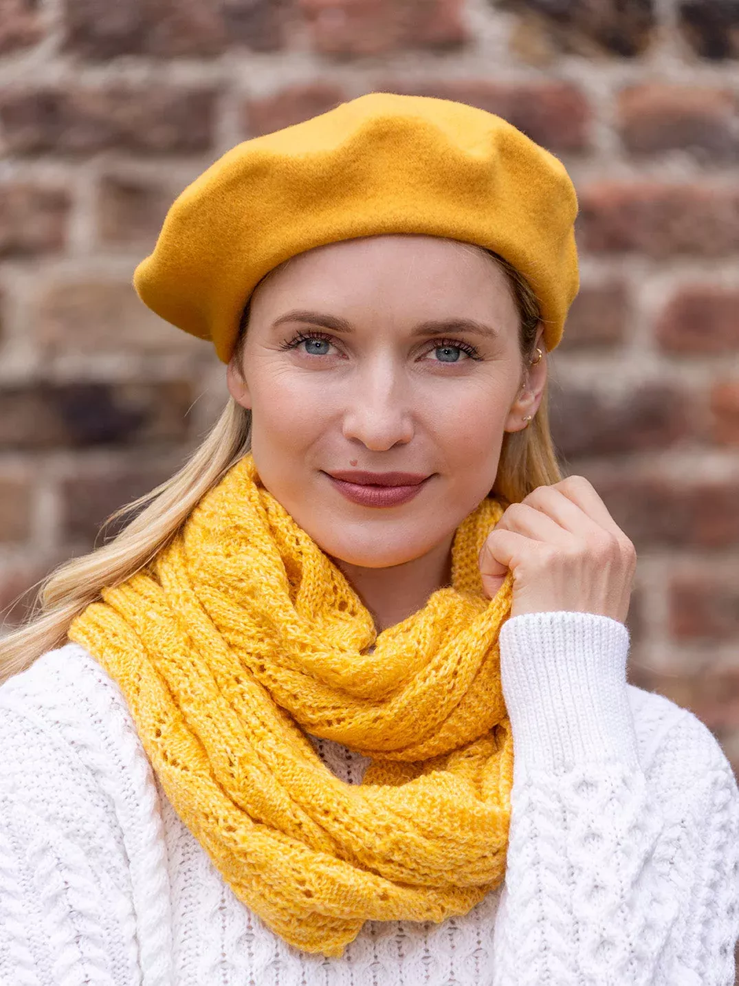 100% Merino Wool Beret Yellow