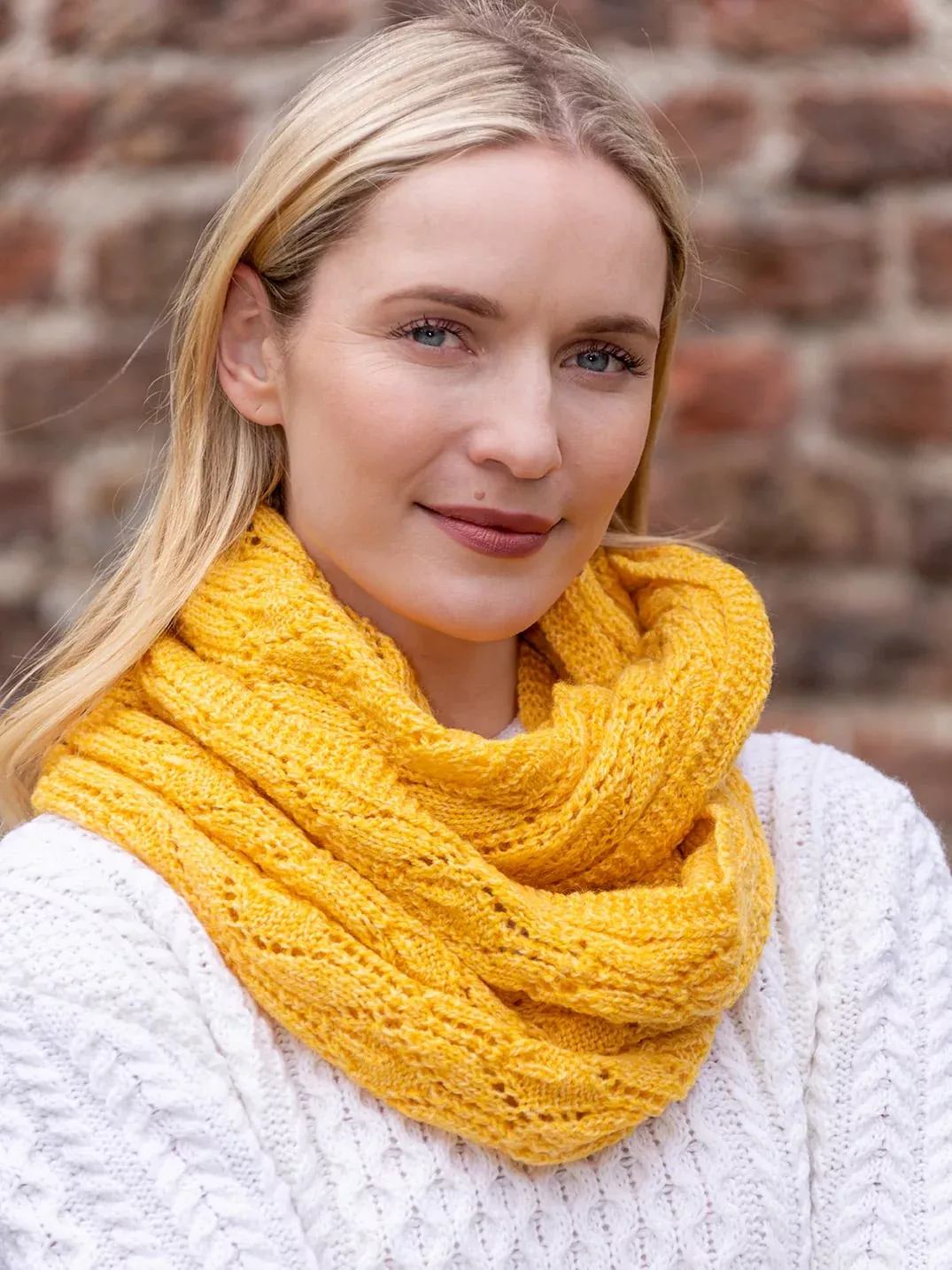100% Merino Wool Infinity ScarfYellow