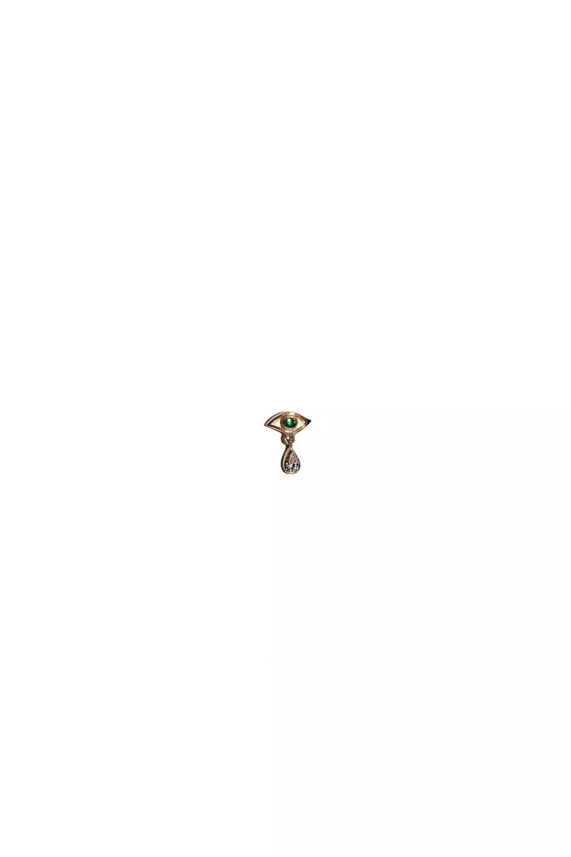 14K Gold & Emerald Crying Eye Stud