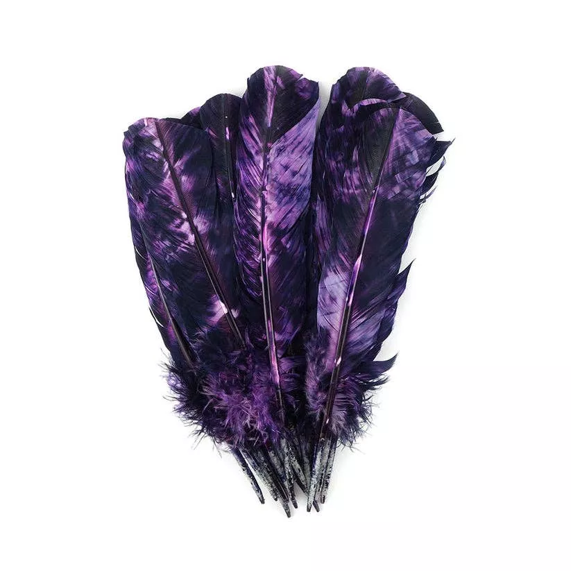 25 PC Custom Tie-Dyed Turkey Feathers 10-12" - Orchid Plum