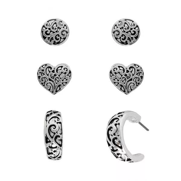 3-PACK WESTERN FILIGREE POST EARRINGS E14981