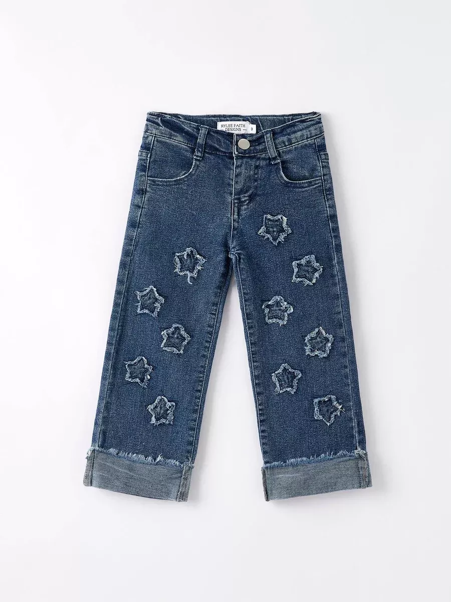 4th of july Stylish Star Shaped Distressed Jeans