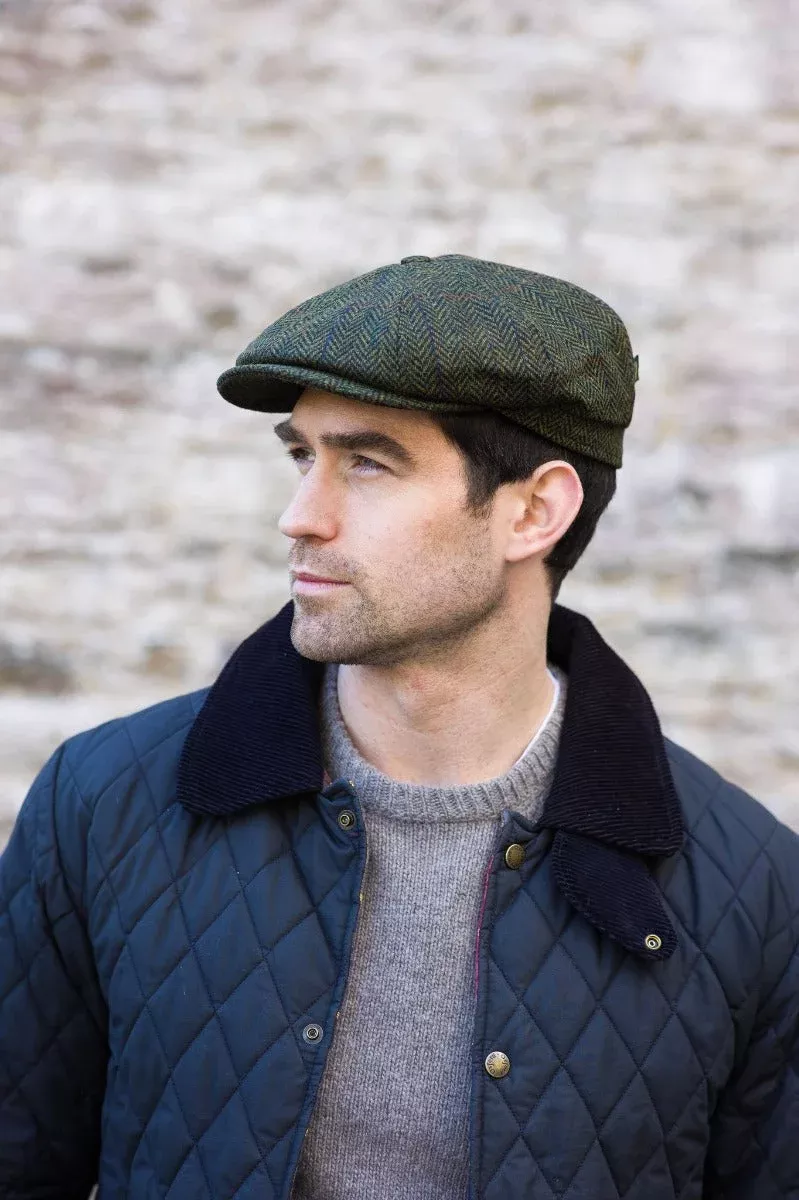 8 Piece Driving Cap Green Herringbone Col: 27