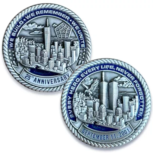 9/11 25th Anniversary Challenge Coin, 2 Inch