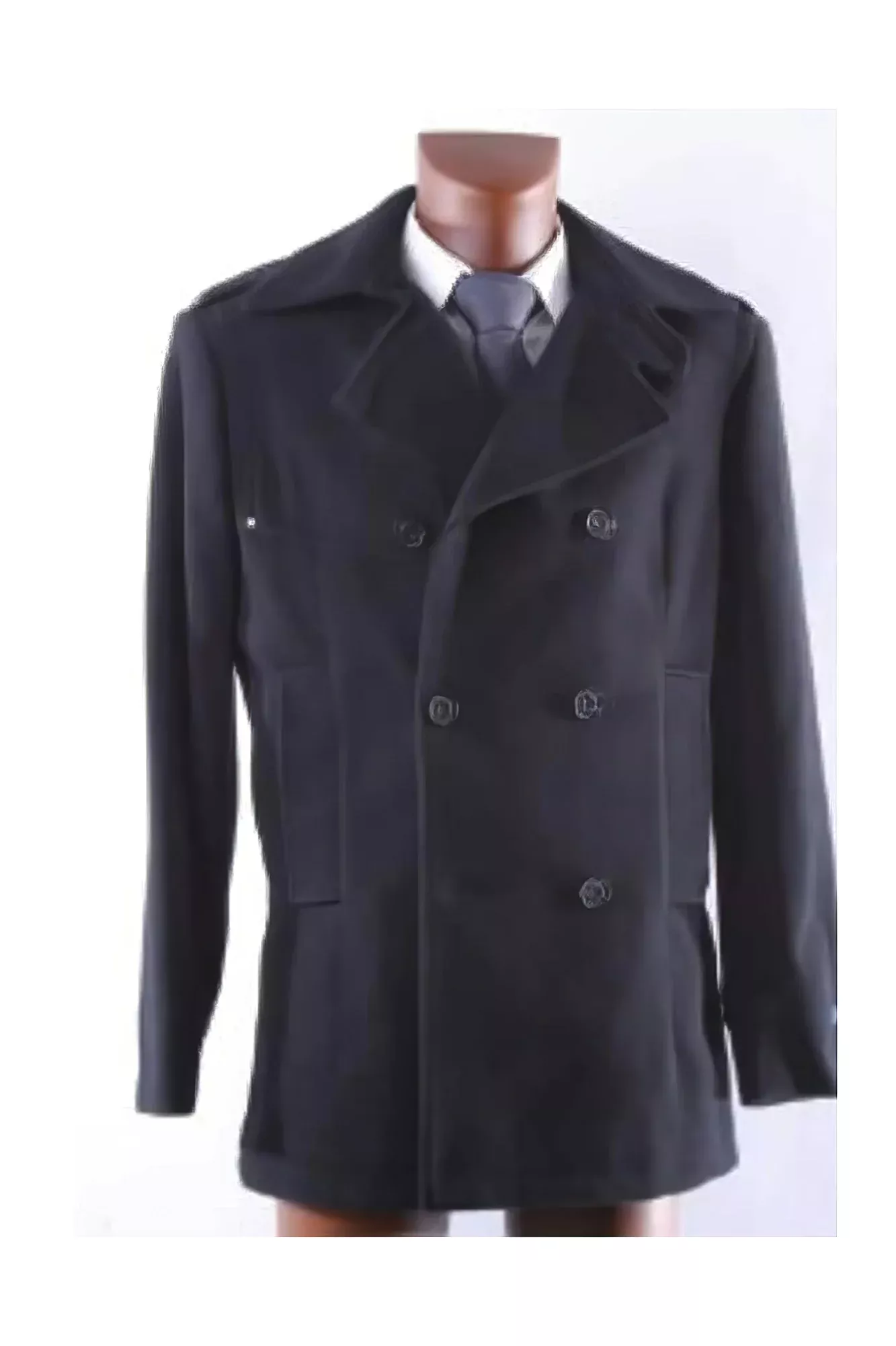 9901 Double Breasted Dark color black Wool fabric Winter OverCoat