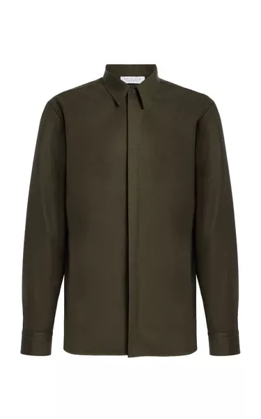 Abbe Shirt in Olive Wool Cashmere Flannel