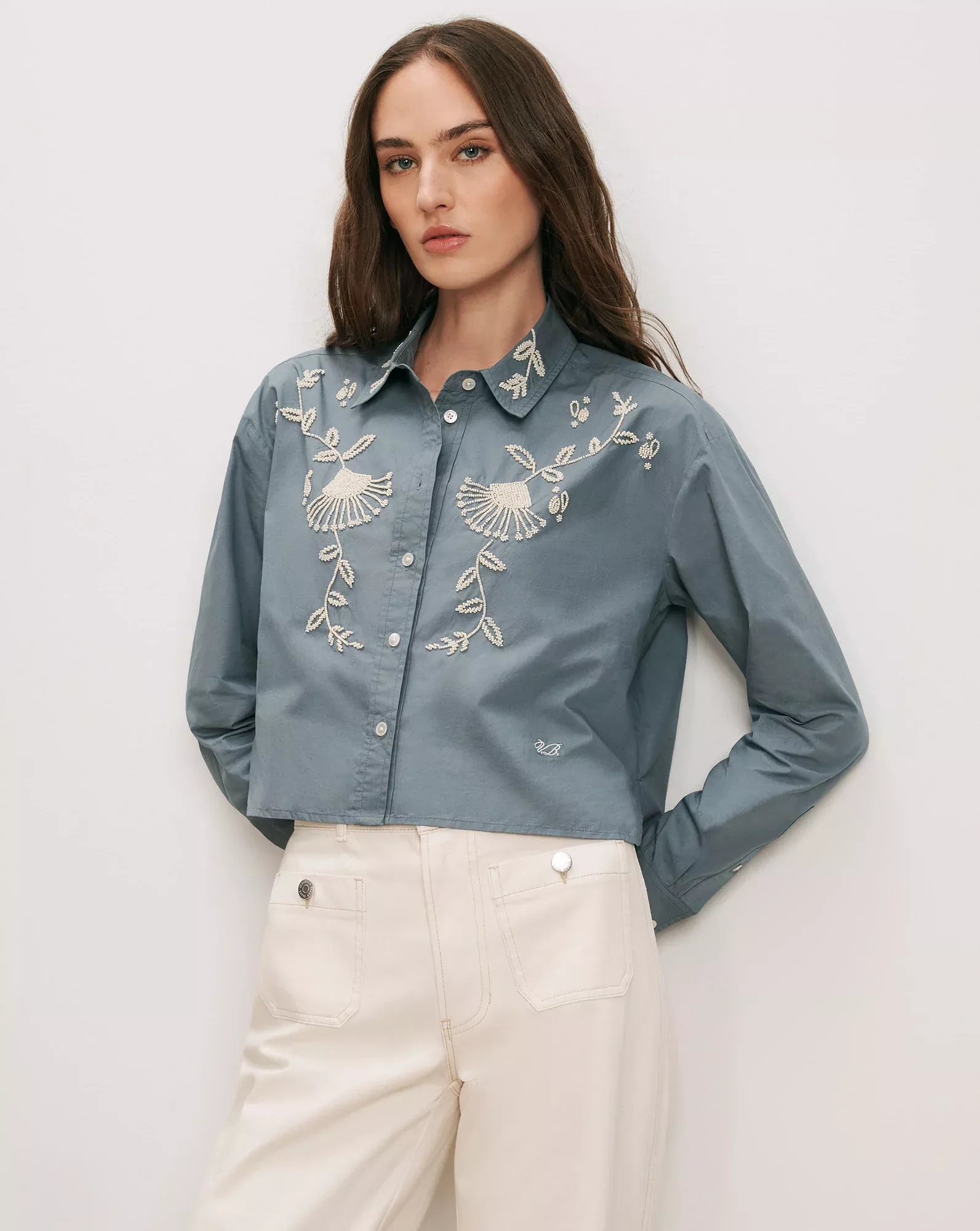 Aderes Beaded Button-Down Shirt