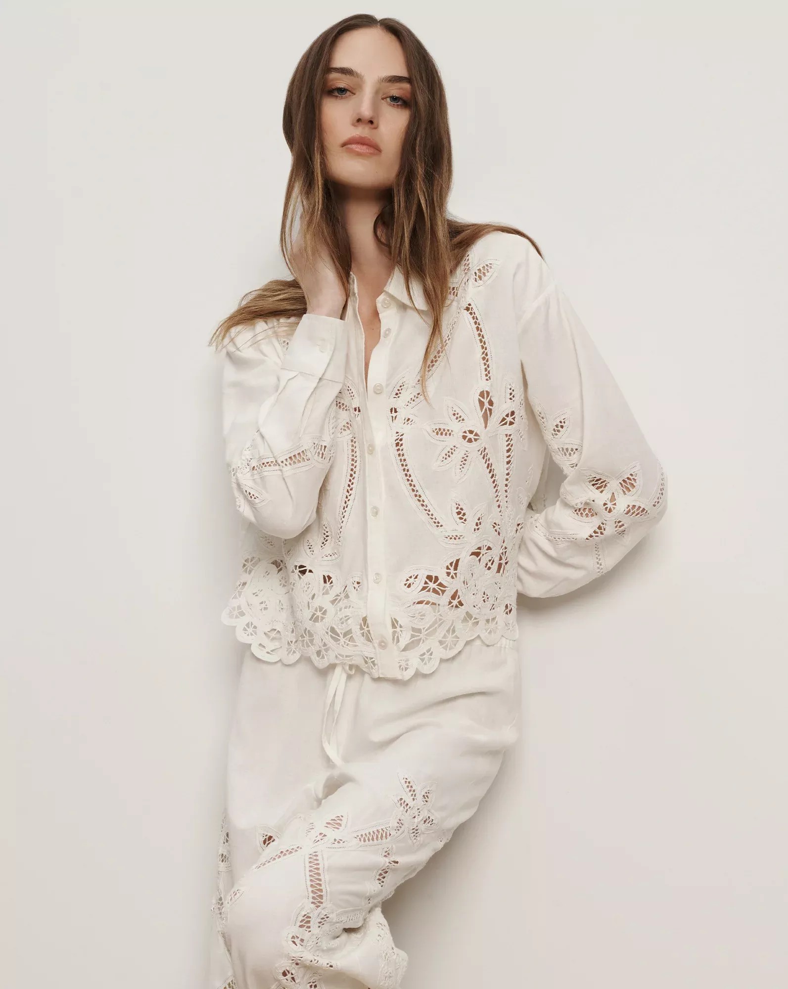 Aderes Eyelet Button-Down Shirt