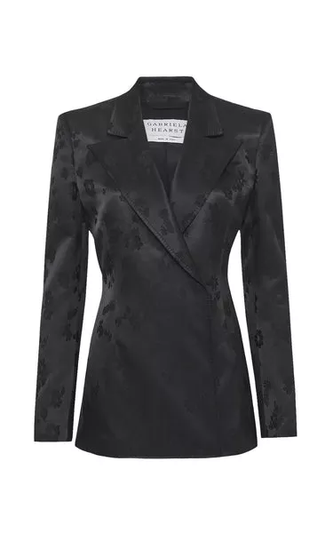 Aleah Blazer in Black Embroidered Silk