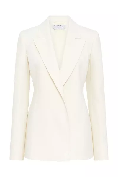Aleah Blazer in Ivory Virgin Wool Crepe