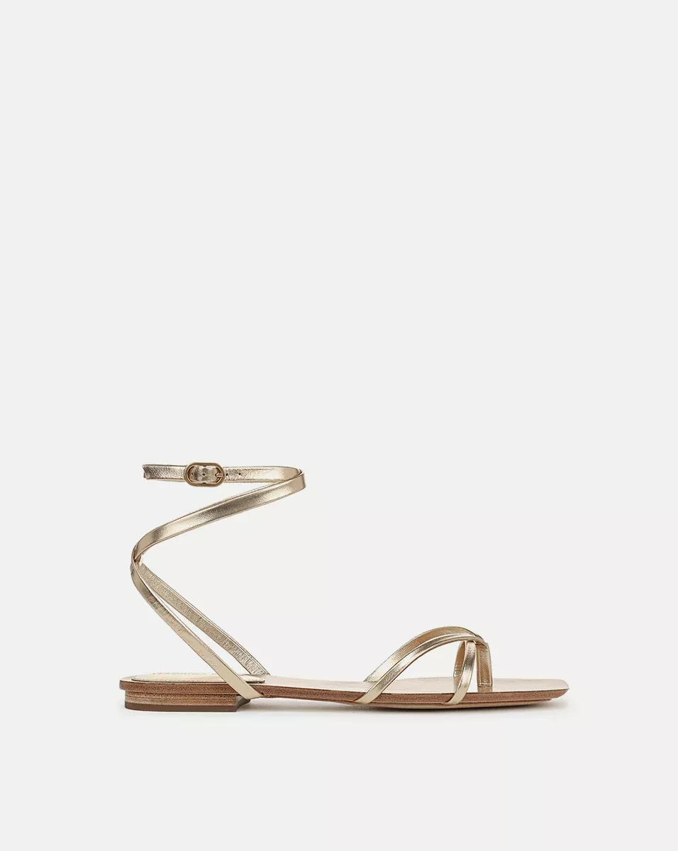 Allegra Metallic Ankle-Wrap Sandal