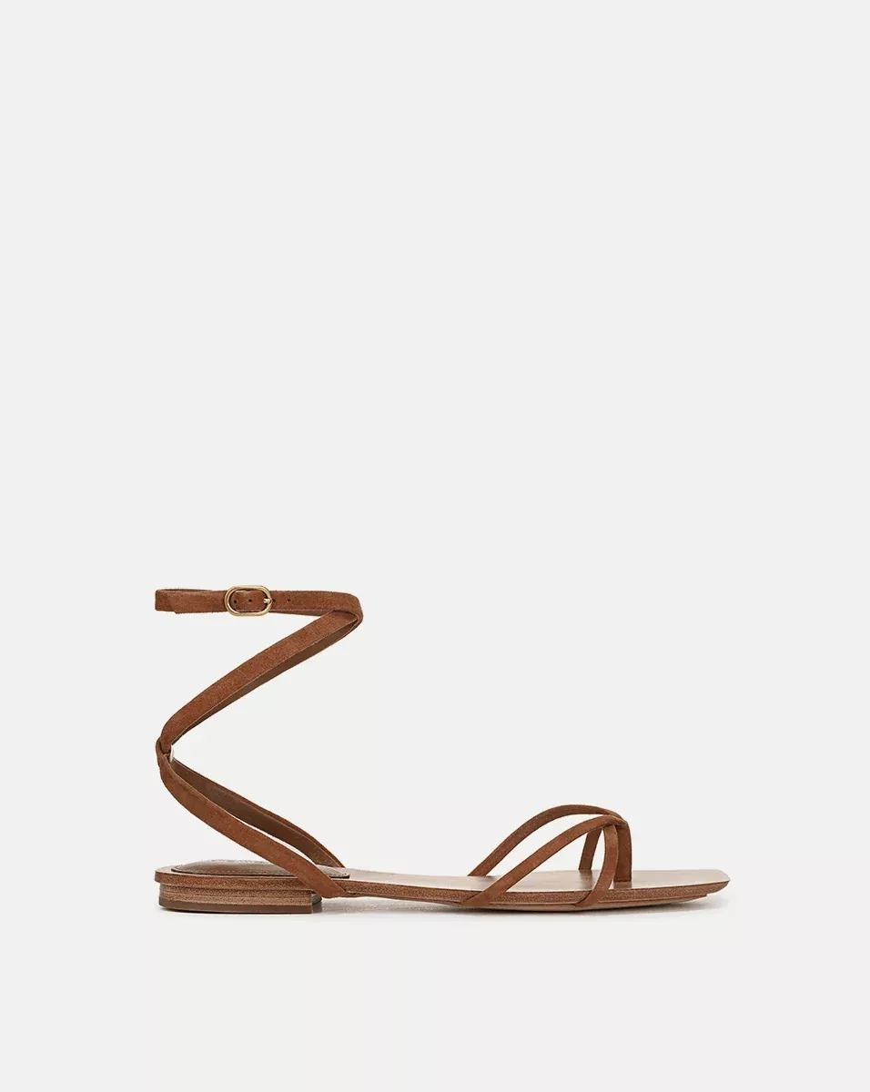 Allegra Suede Ankle-Wrap Sandal