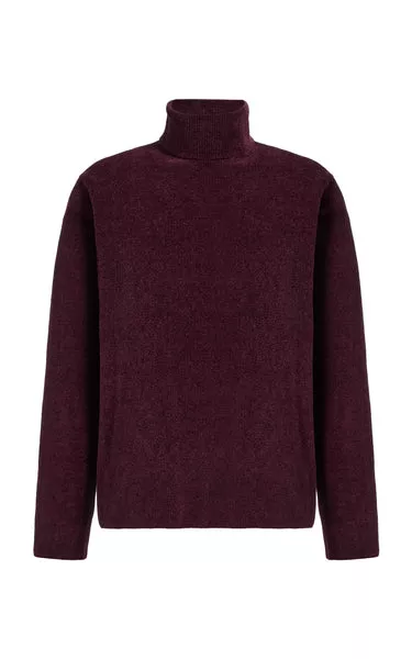 Almoner Knit Turtleneck Sweater in Plum Silk