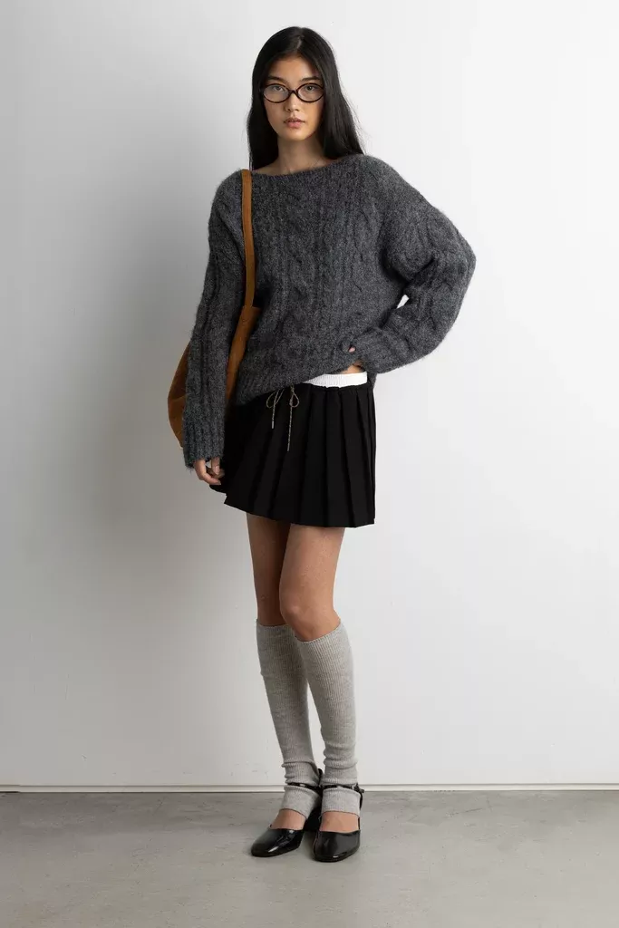 ALPACA AND WOOL-BLEND CABLE KNIT SWEATER