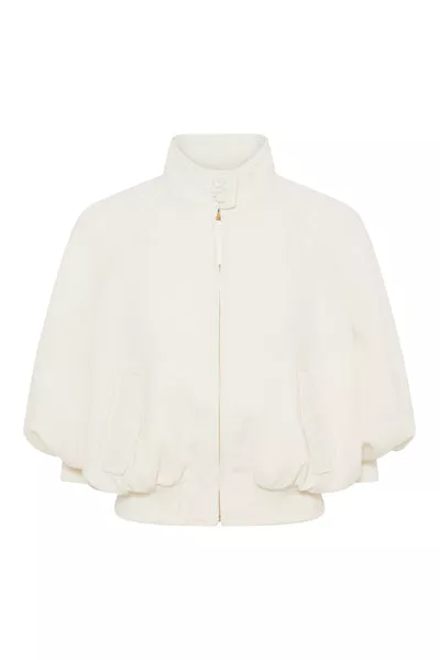 Aluin Jacket in Ivory Virgin Wool Crepe