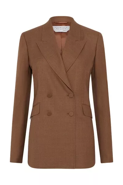 Angela Blazer in Chestnut Wool Silk