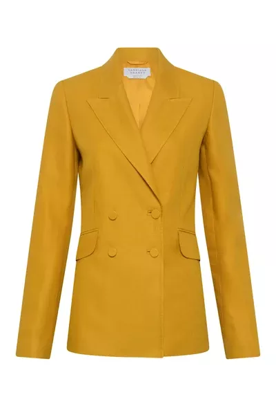 Angela Blazer in Golden Birch Linen Twill