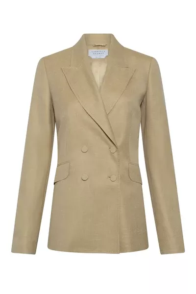 Angela Blazer in Hay Virgin Wool Silk with Linen
