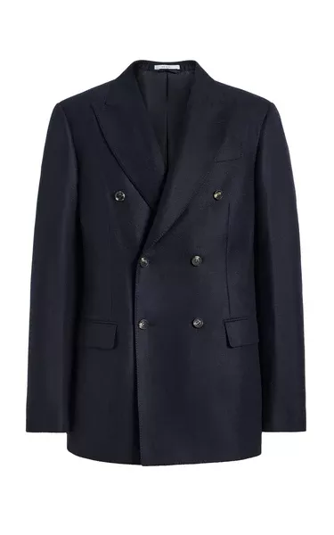 Angelo Jacket in Dark Navy Wool Cashmere Flannel
