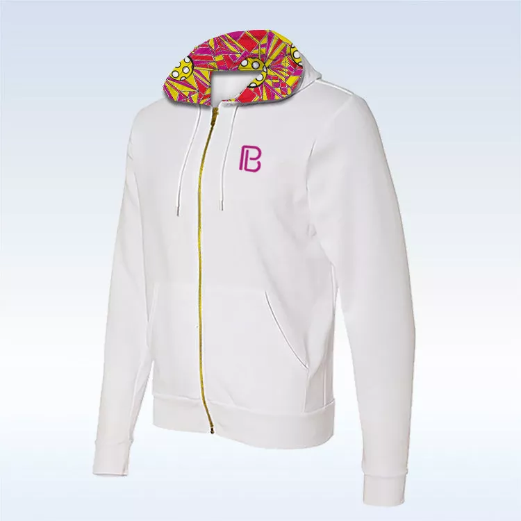 Angle Shot White Full-Zip Hoodie