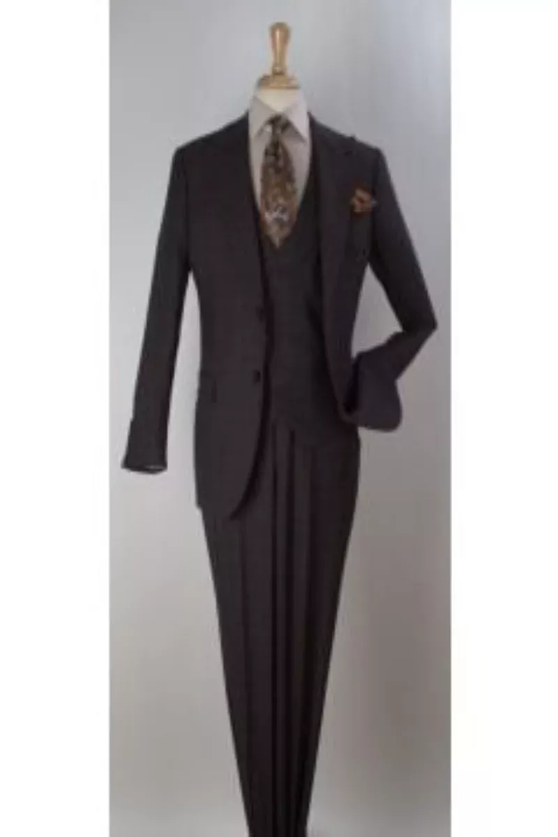 Apollo King Men's 100% Wool 3pc Suit Flat Front Pants Shop Now!