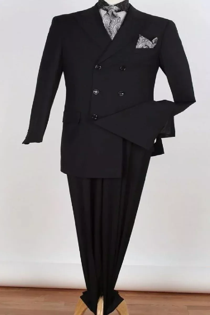 Apollo King Men's 2 Piece Double Breasted Suit Wide Peak Lapel