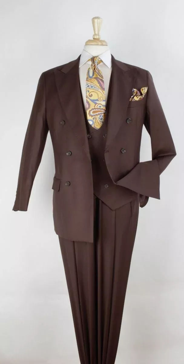 Apollo King Men's 3 Piece 100% Worsted Wool SuitDouble Breasted