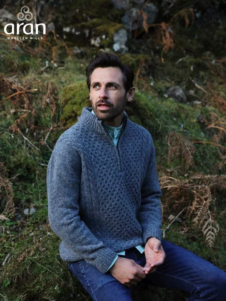 Aran Donegal Half Zip Mens Sweater