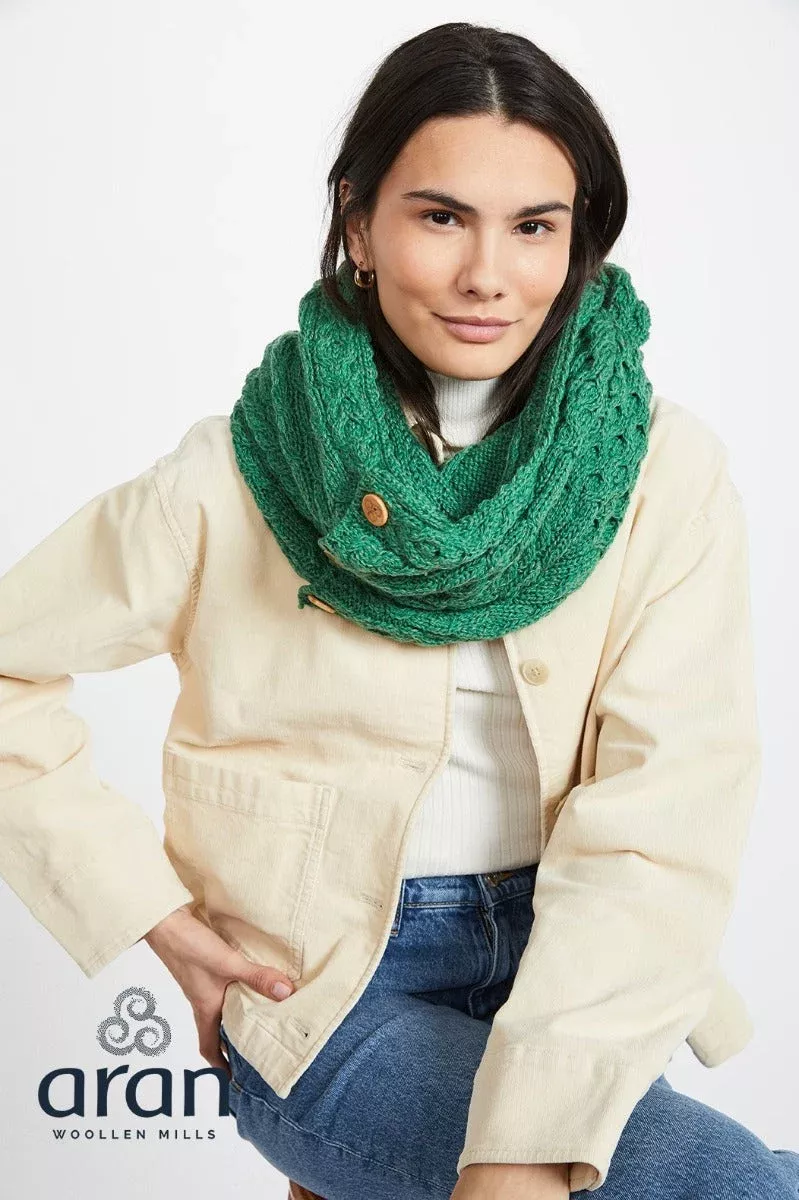 Aran Infinity Scarf Lime Green