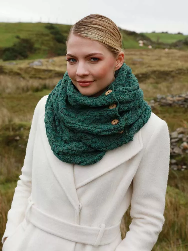 Aran Infinity Snood Green Marl