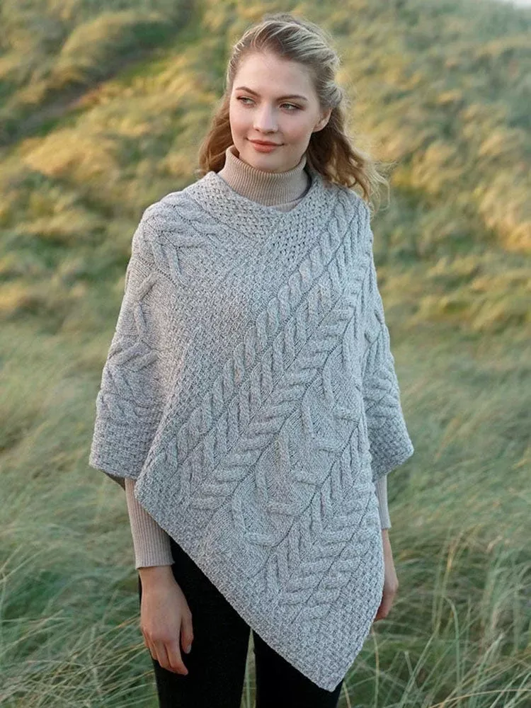Aran Super Soft Poncho Oatmeal