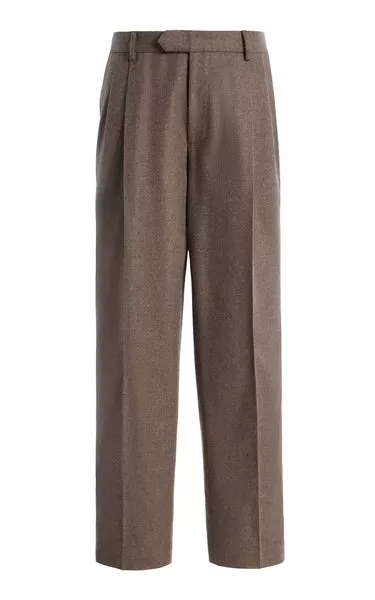 Arthur Pleated Pant in Walnut Wool Cashmere Flannel