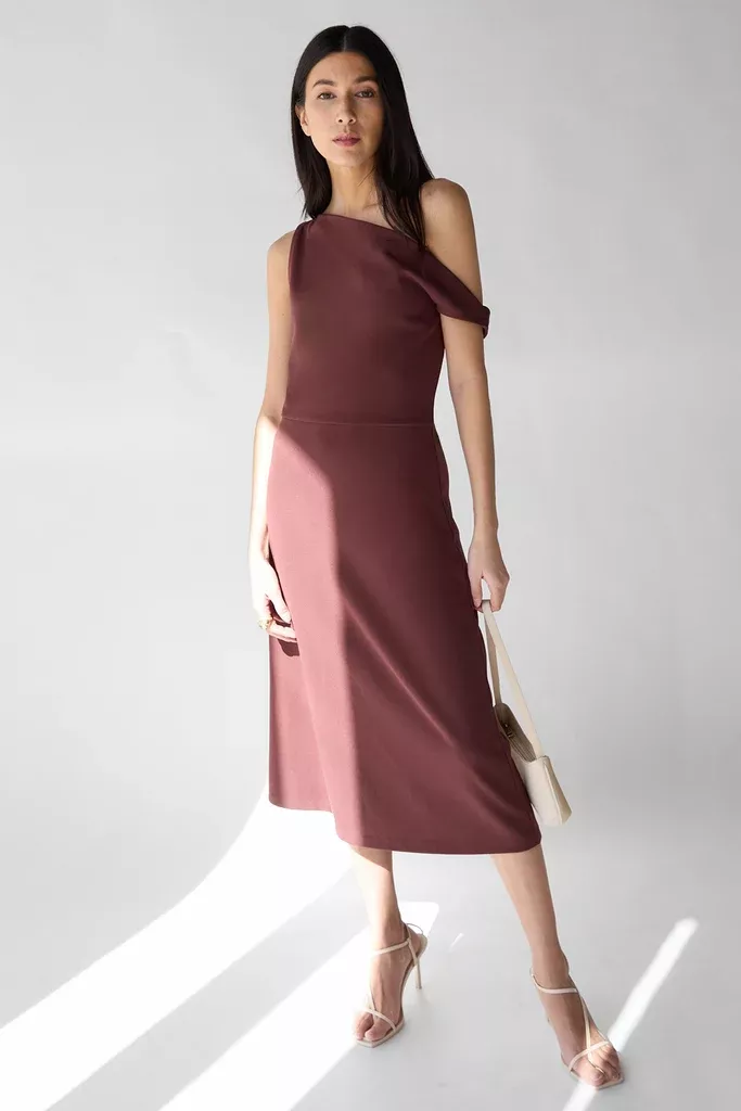 ASYMMETRIC ONE SHOULDER KNIT DRESS