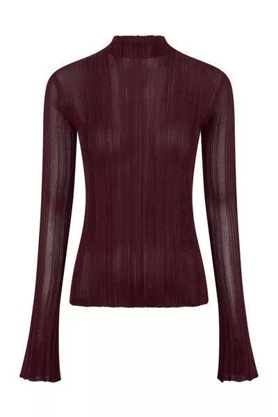Aveda Knit Mockneck Sweater in Bordeaux Silk