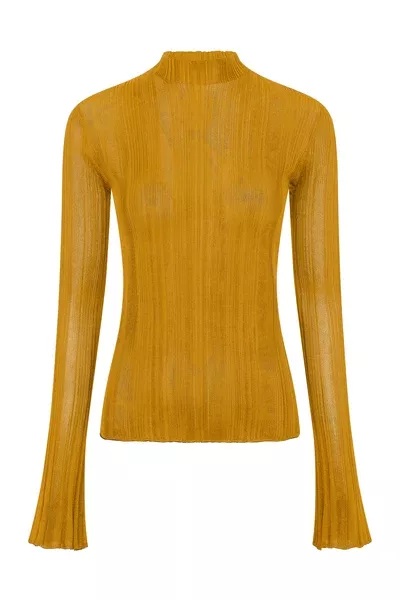 Aveda Knit Mockneck Sweater in Golden Birch Silk