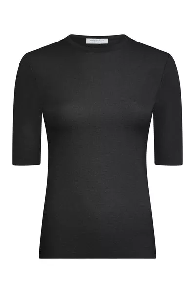 Axis Knit T-Shirt in Black Merino Wool