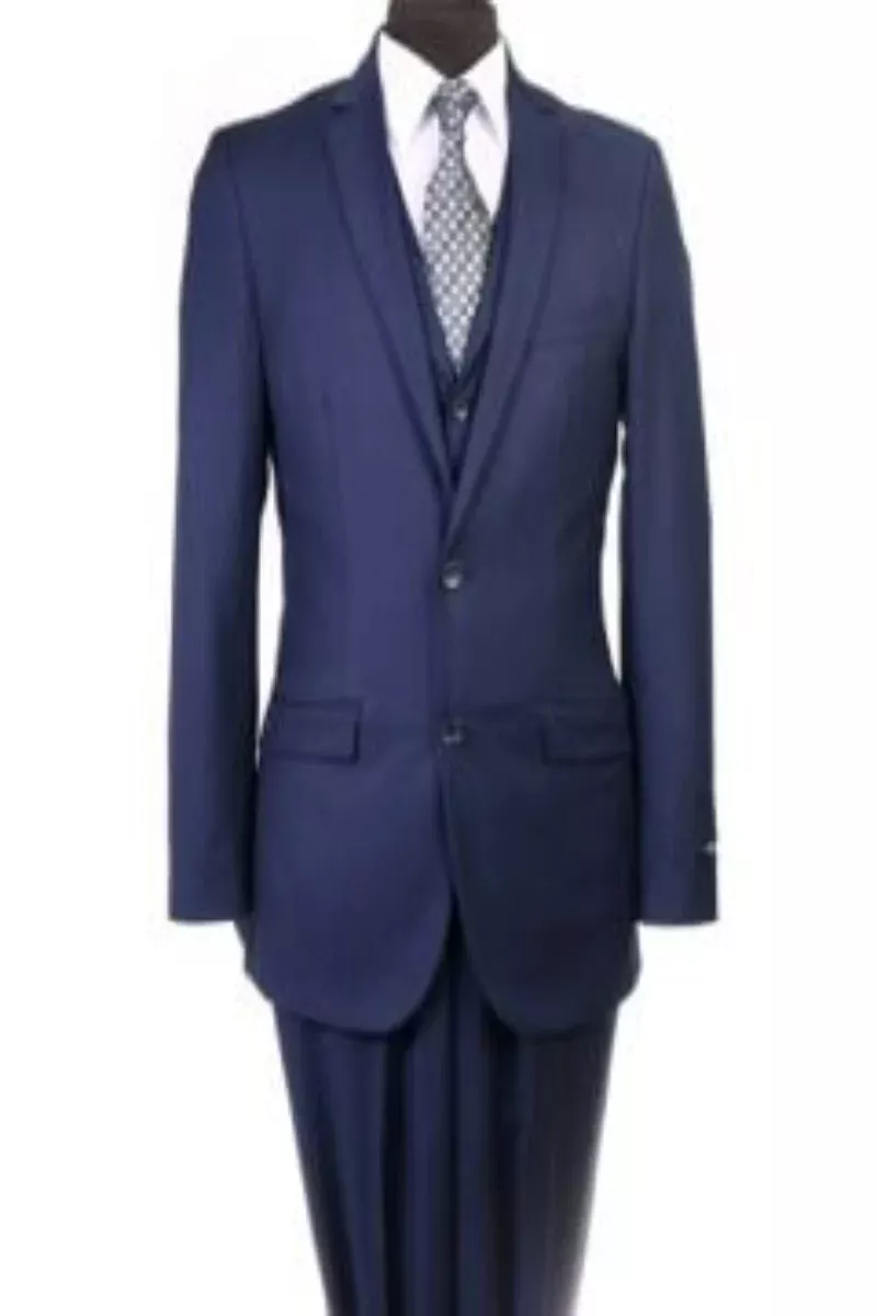 Azzuro Men's 3 Pc Slim Fit Executive Suit SetLapel Vest