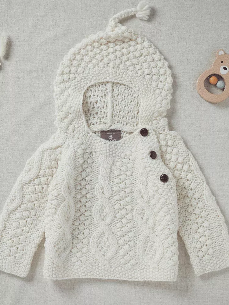 Baby Handknit Irish Aran Hoody