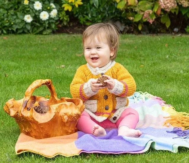 Baby Roll Neck Cardigan Mustard
