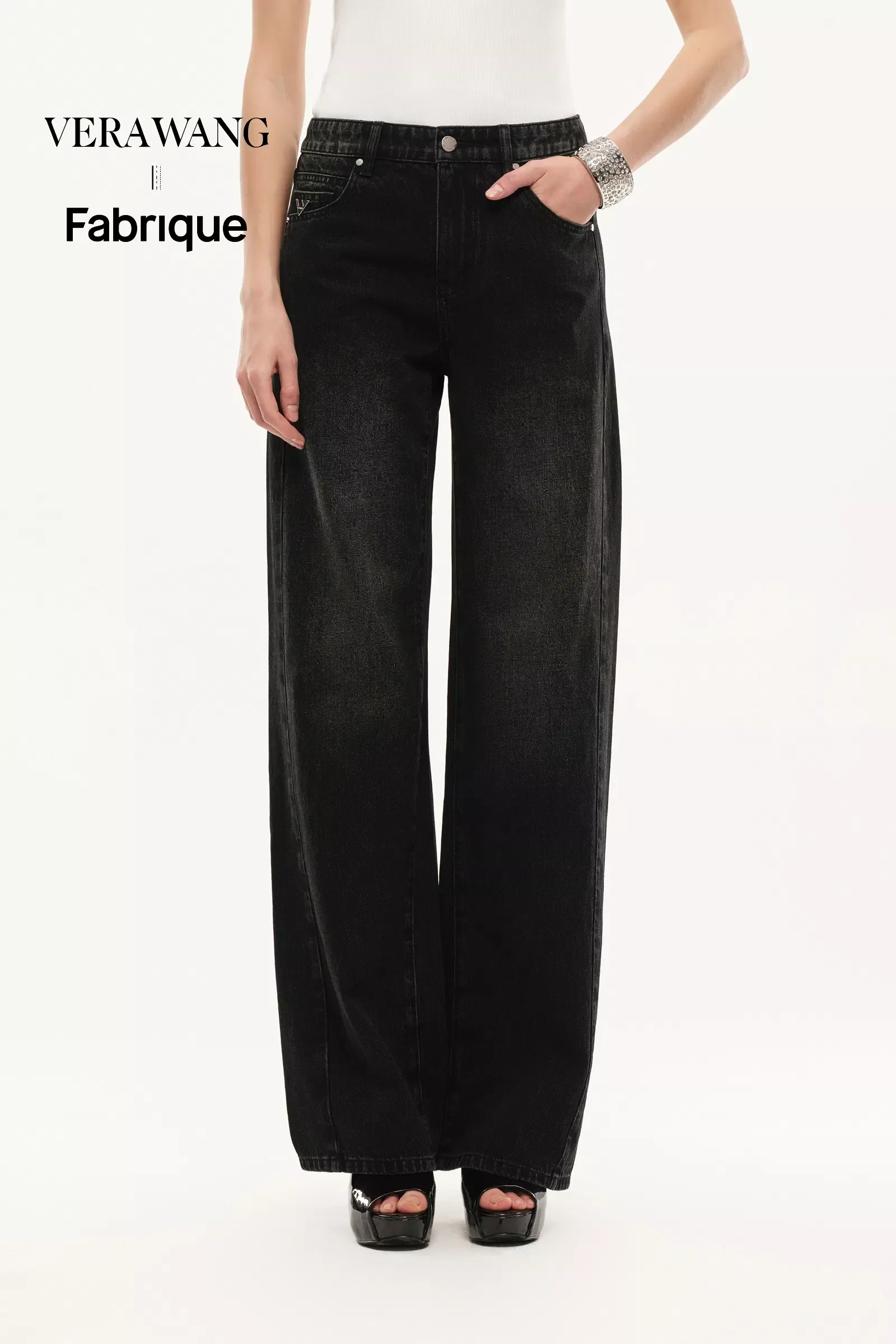 Balled Straight Leg Jeans in Cotton Denim
