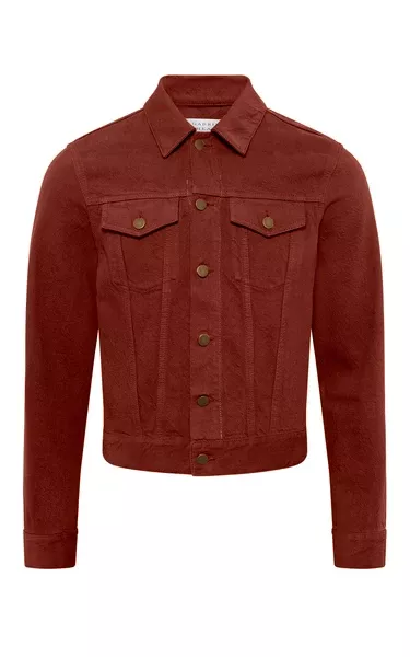 Barry Trucker Jacket in Burnt Sienna Recycled Cotton Denim