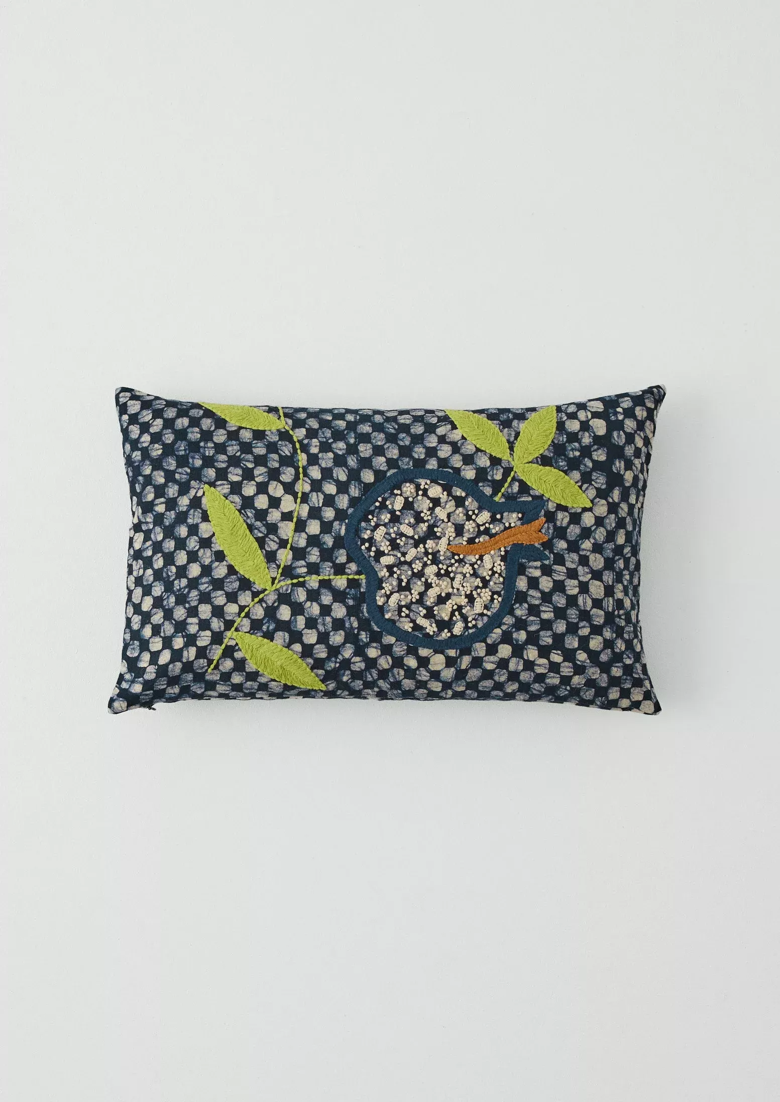 Batik Embroidered Pomegranate Pillow Cover