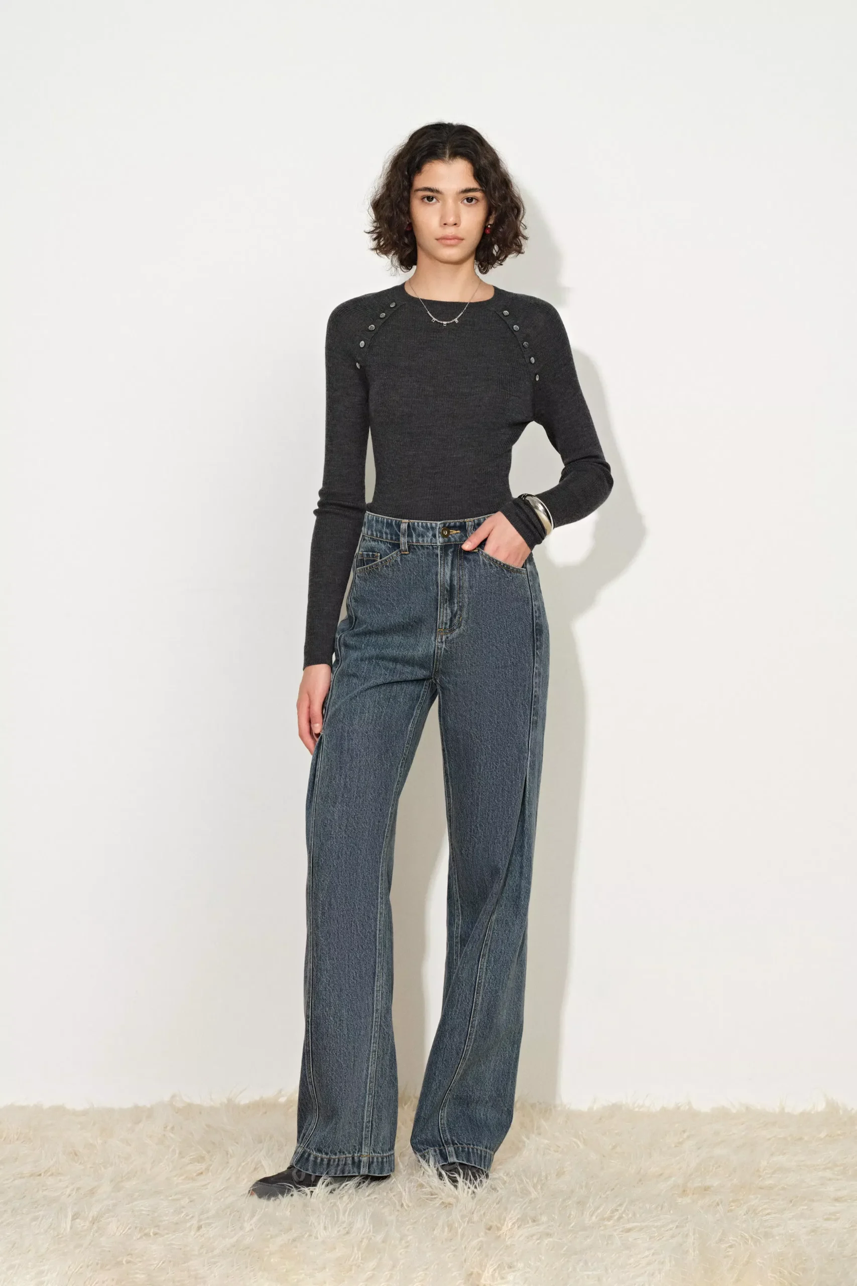 Beatrix Knit Top in Machine Washable Fine Wool