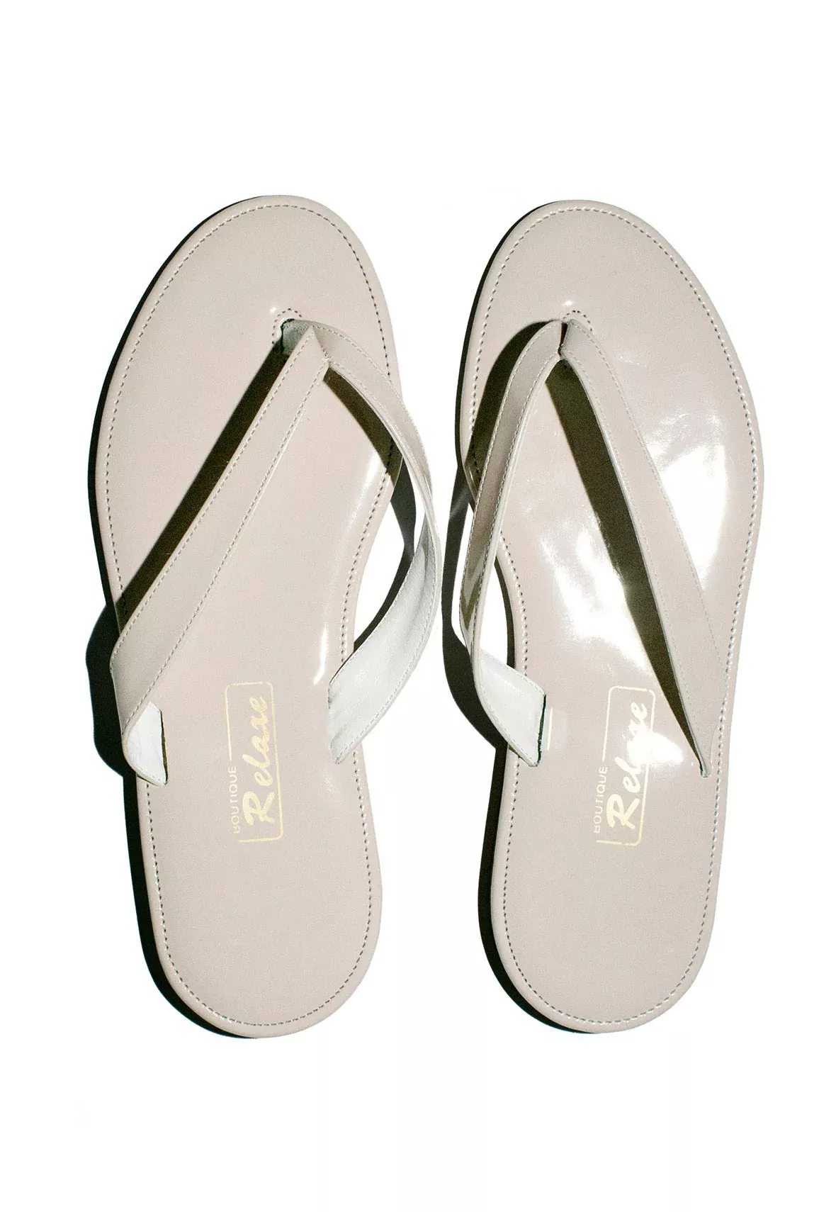 Beige Patent Slipper Sandal