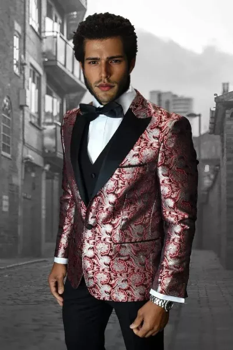 Bellagio IV Red One Button Four Piece Set Peak Tuxedo