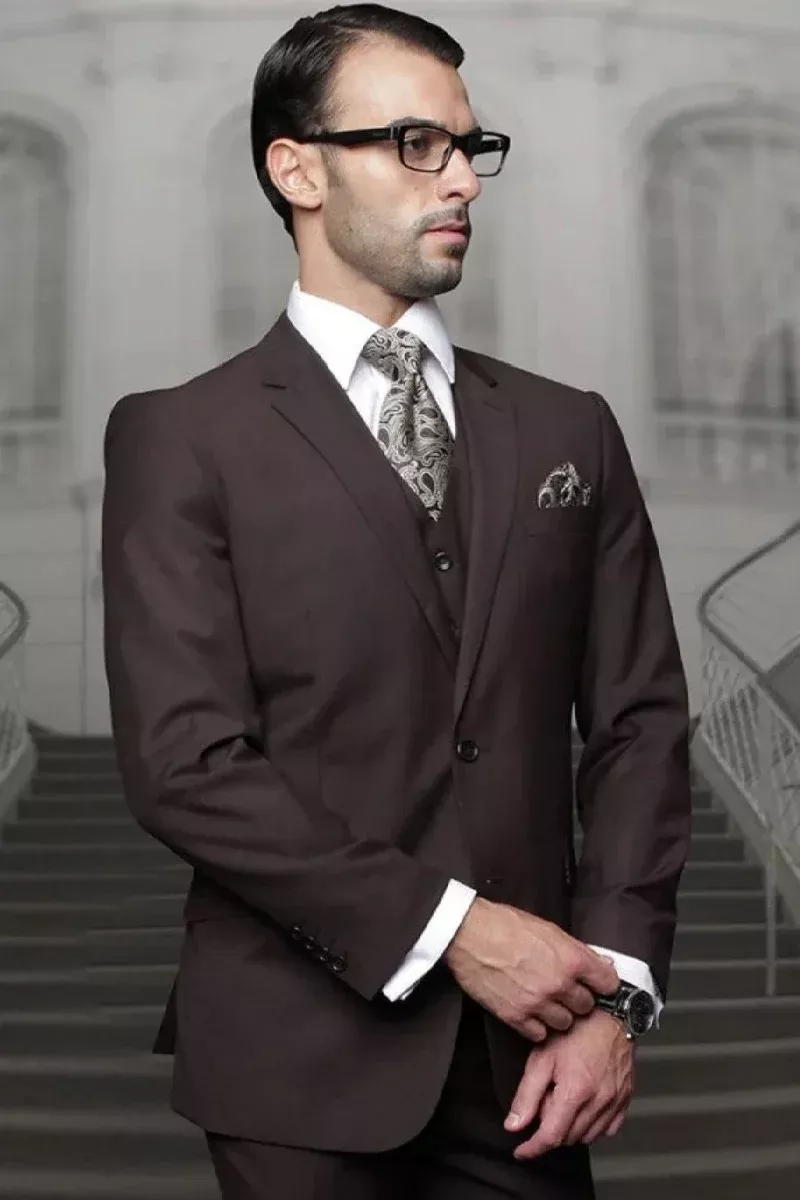 Big and Tall Suit - Brown Big and Tall Regular Fit 3 PC Suit