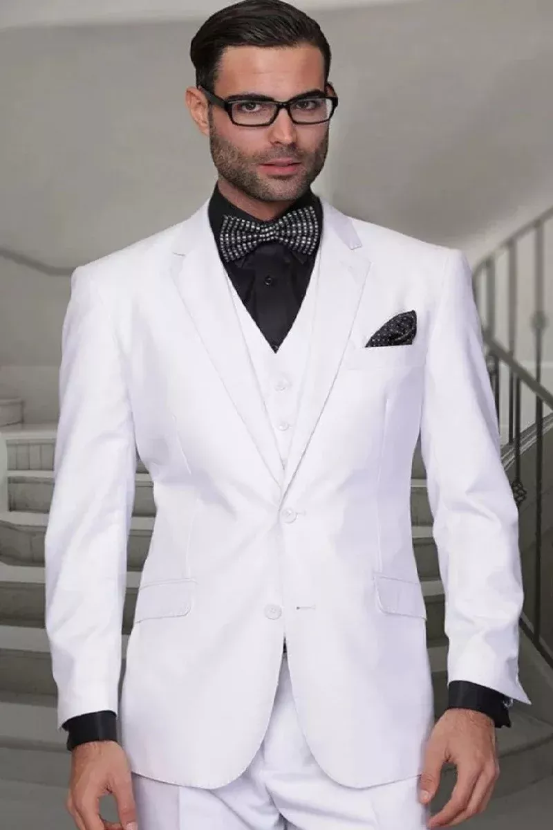 Big and Tall Suit - White Big and Tall Regular Fit 3 PC Suit