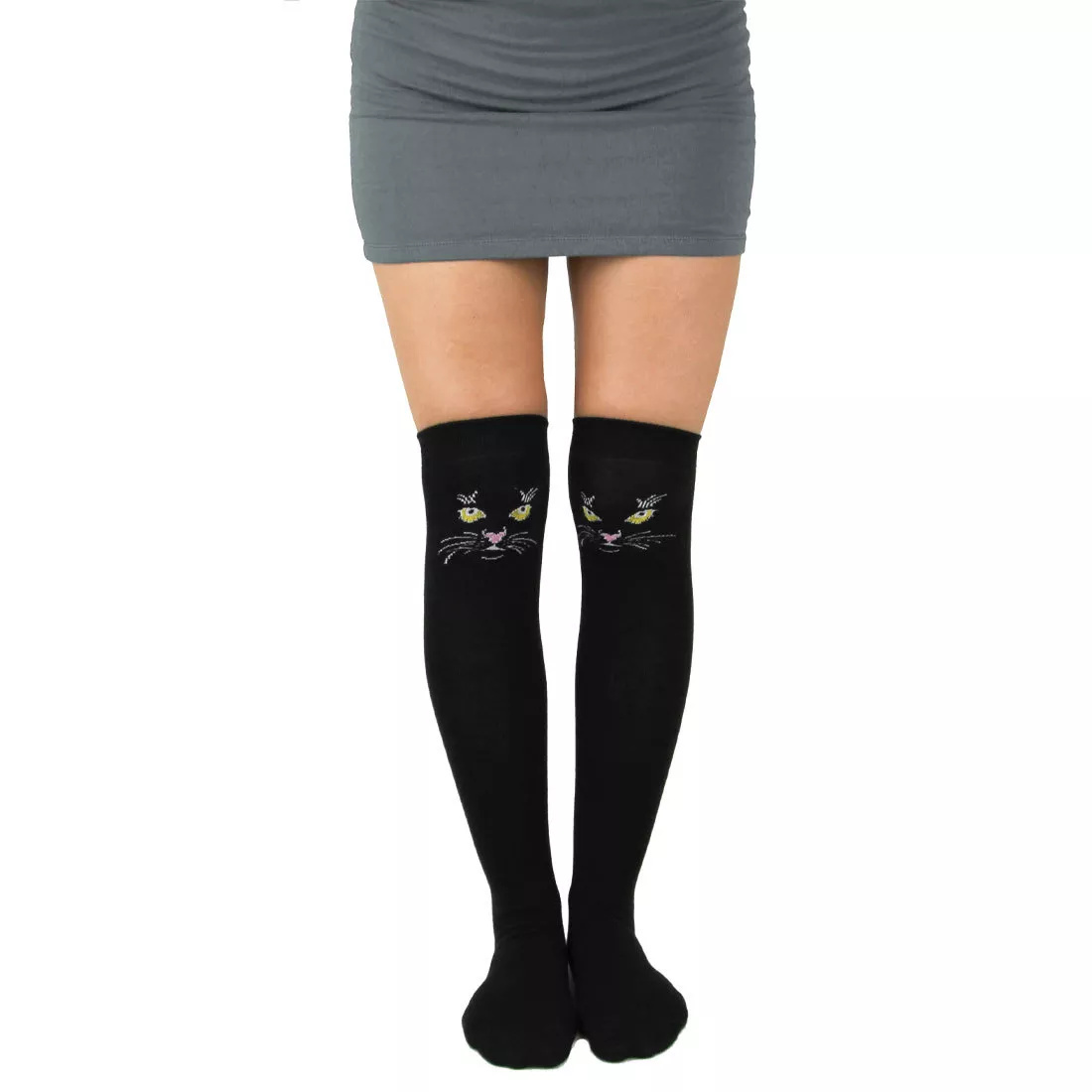 Black Cat Over The Knee Socks
