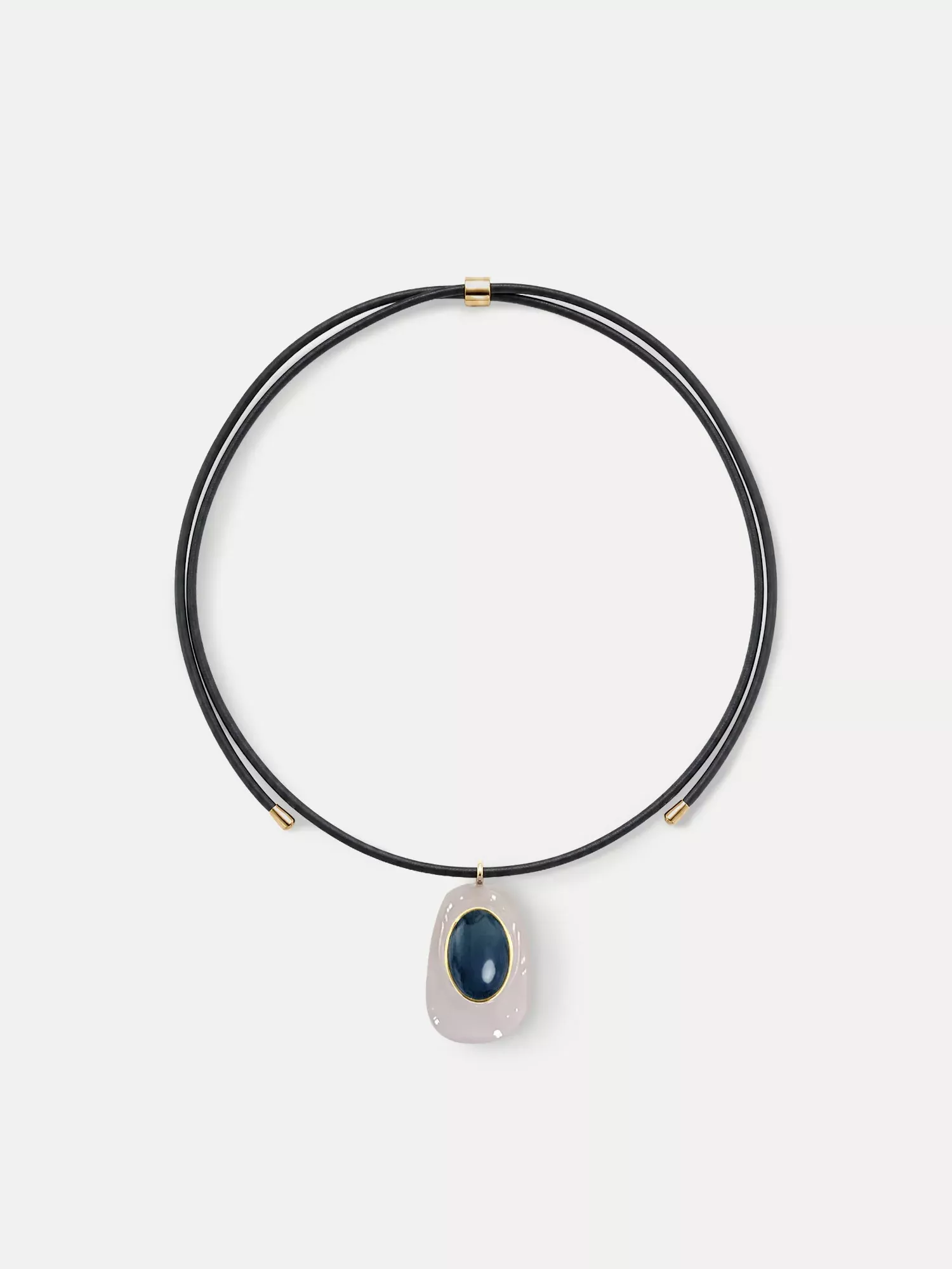 Black Leather Pendant Necklace